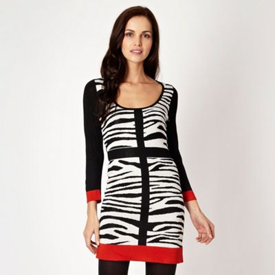 Designer black zebra tunic dress