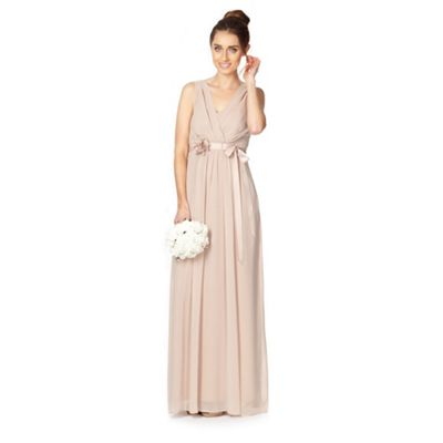 Light brown corsage waist maxi dress                                                                                            