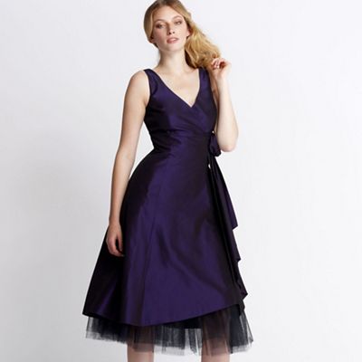 Purple waterfall prom dress