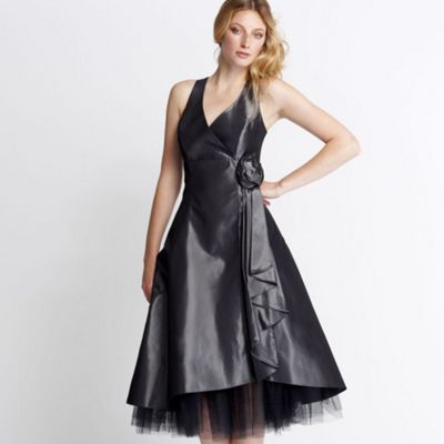 Pewter waterfall prom dress