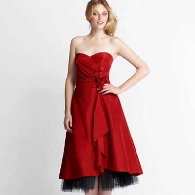 Red rose corsage prom dress