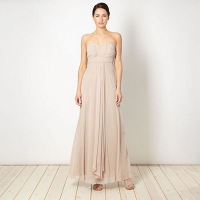 Light brown ruched bust maxi dress                                                                                              