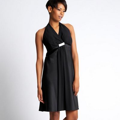 Black chiffon halter neck dress