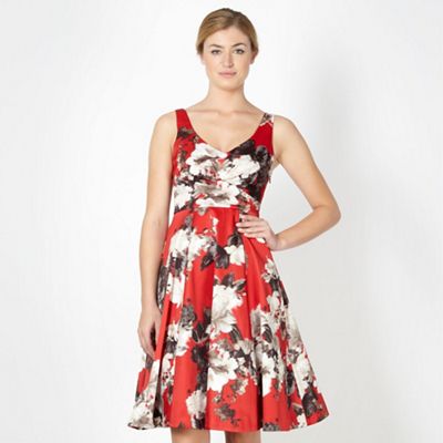 Debut Red blurred floral prom dress