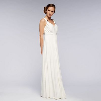 Debut Ivory pleated jersey maxi dress