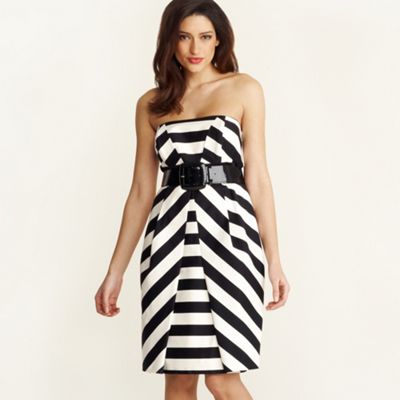 Black and white stripe evening dress