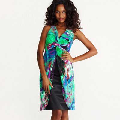 Multi coloured twist knot splatter dress