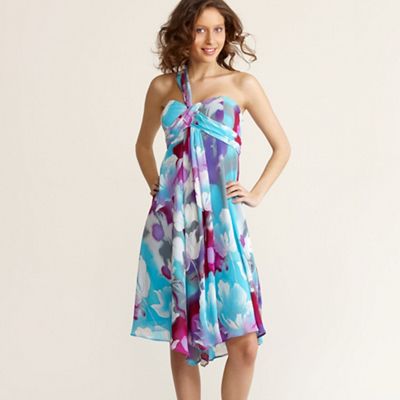 Multi coloured floral chiffon occasional dress