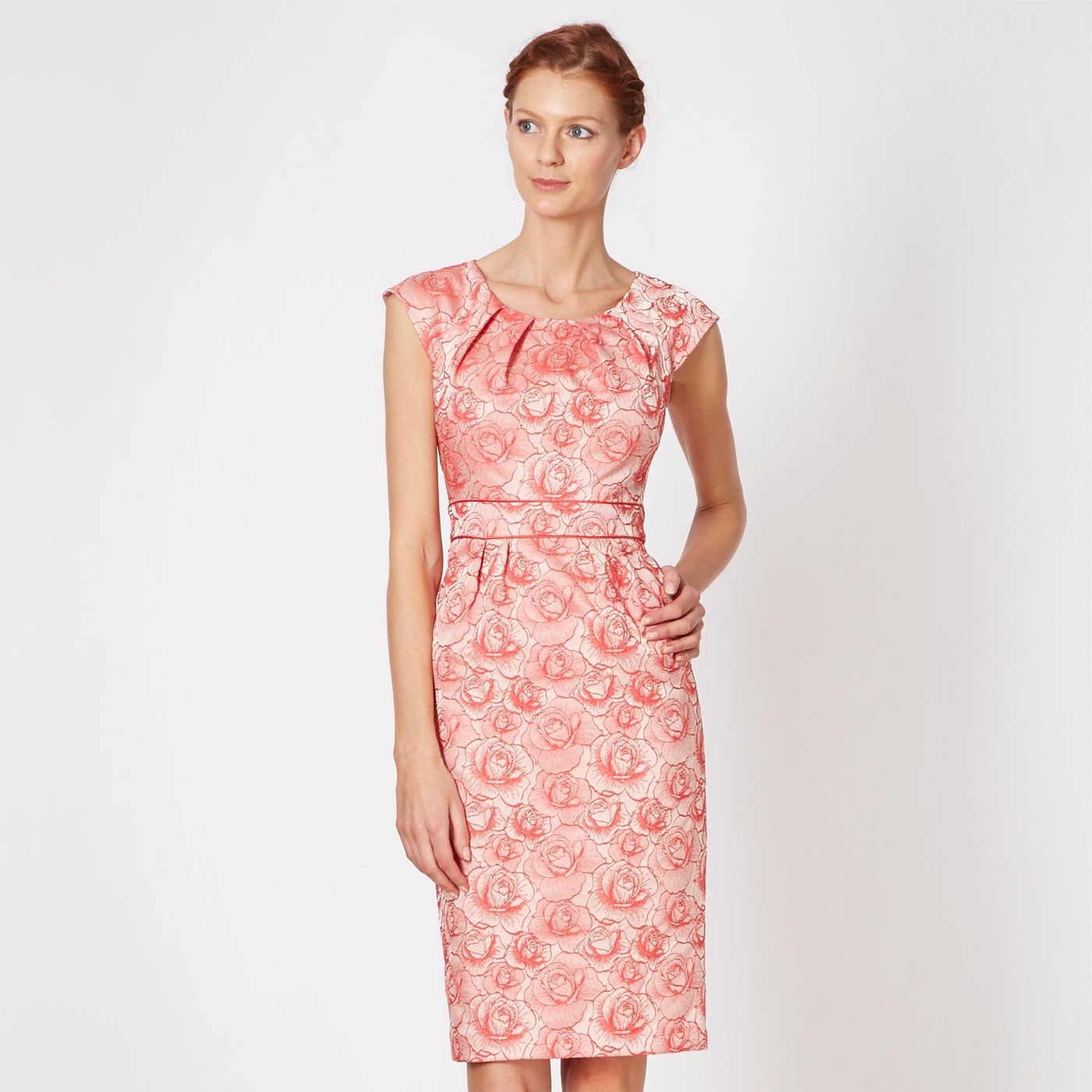 Debut Designer pink jacquard floral shift dress