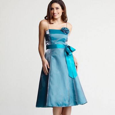 Turquoise Bridesmaid Dresses on Women   Bridesmaid Dresses Turquoise Organza Rose Corsage Prom Dress