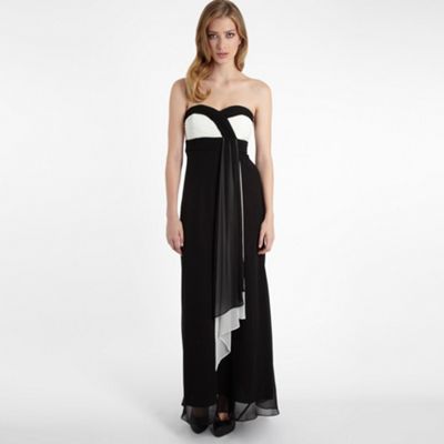 £100 Black chiffon draped bandeau dress