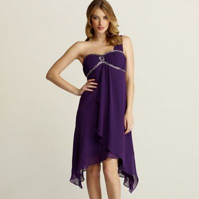 Purple waterfall front baby doll dress