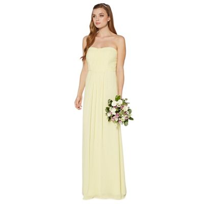 Debut - Light yellow ruched bodice maxi dress