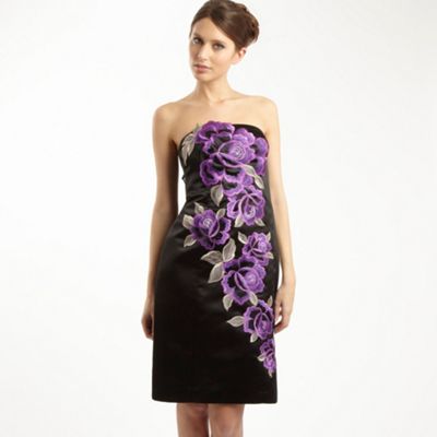 £55 Black embroidered satin prom dress