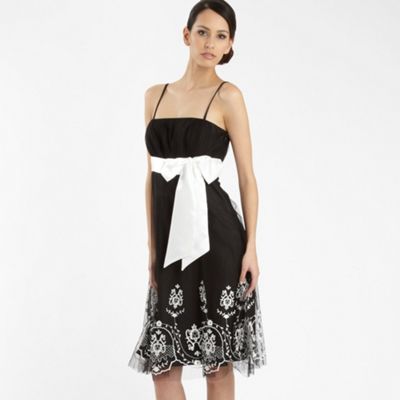 £75 Black embroidered mesh baby doll dress