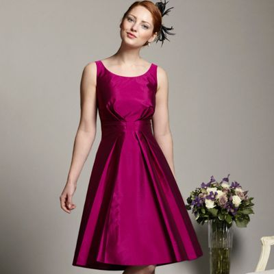 Dark pink bow front prom dress