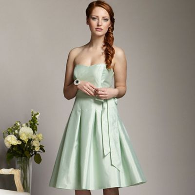 Pale green bandeau prom dress