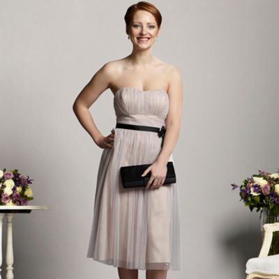 Pale pink mesh bandeau prom dress