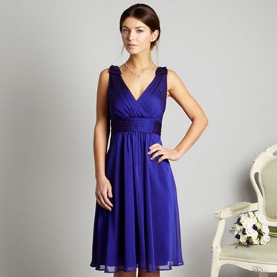 Debut Bright blue cationic chiffon prom dress- at Debenhams