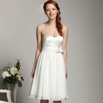 Ivory panelled satin top prom dress