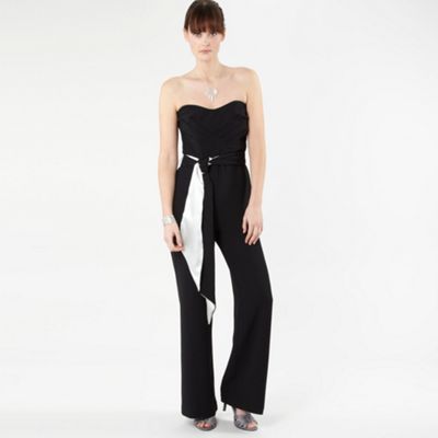 Black And White Satin Trim Jumpsuit