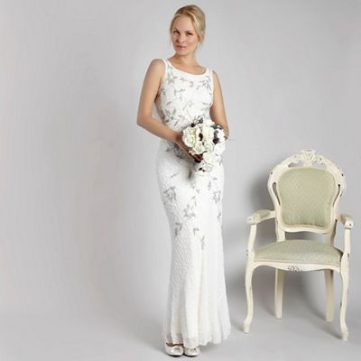 Ivory beaded cowl back maxi dress                                                                                               