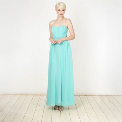 Turquoise diamante buckled maxi dress                                                                                           