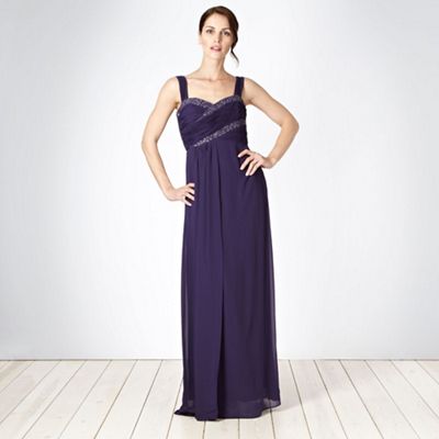 Debut Dark purple ruched sequin bust maxi dress