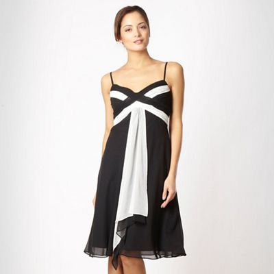 Black colour block waterfall dress                                                                                              