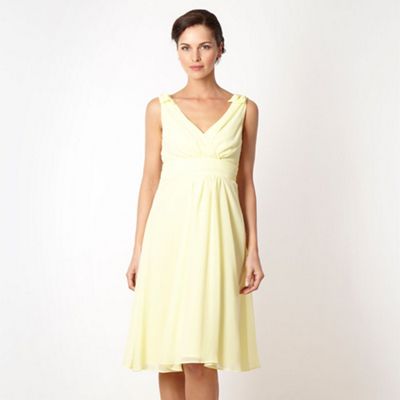 Debut Light yellow pleated chiffon dress- at Debenhams