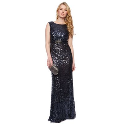 No. 1 Jenny Packham Designer navy sequin maxi dress