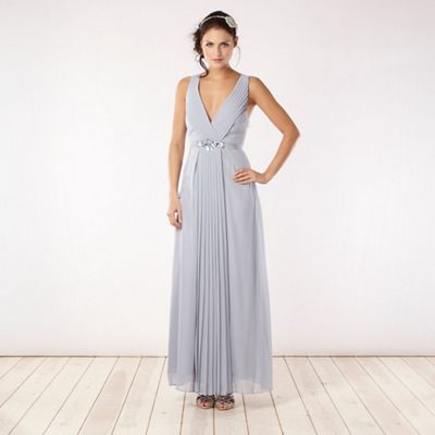 Designer pale blue embellished waist dress                                                                                      