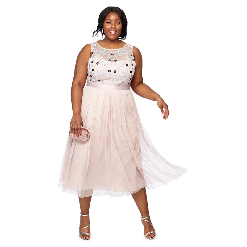 Debut - Rose Floral Embellished 'Faith' Sleeveless Midi Plus Size Prom Dress Review