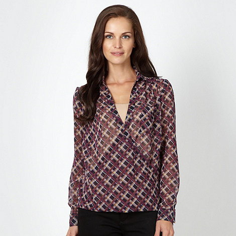 ... by Jasper Conran Designer purple checked wrap blouse- at Debenhams