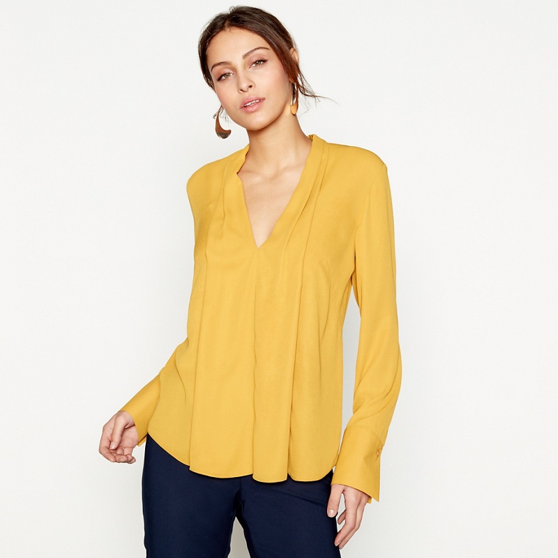 J by Jasper Conran - Mustard Long Sleeves V-Neck Top Review