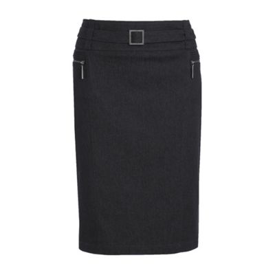Navy smart denim pencil skirt