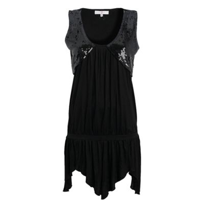 Black sequin waist coat tunic
