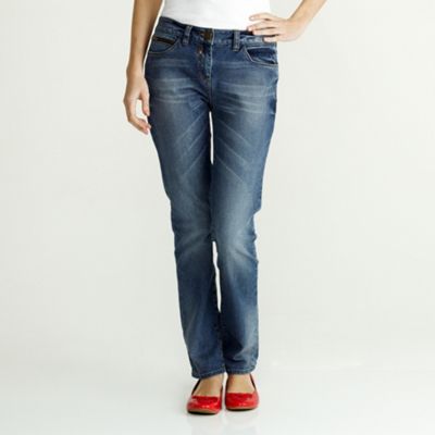 Dark blue slim bootcut jeans