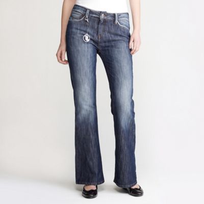 Indigo washed boot cut jeans
