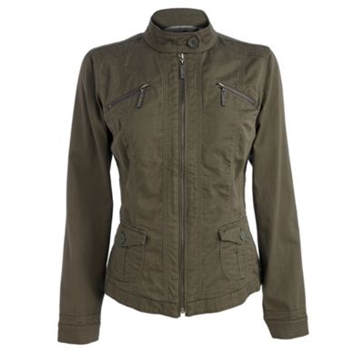 Khaki green zip detail jacket