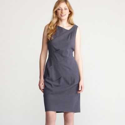 Navy spot print shift dress