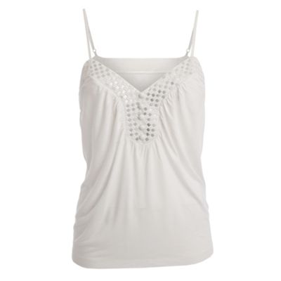 White mirror embellished camisole