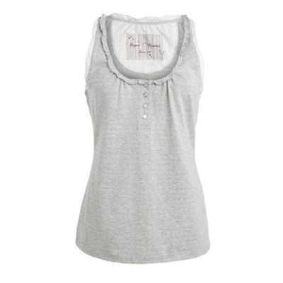 Grey stripe jersey vest top