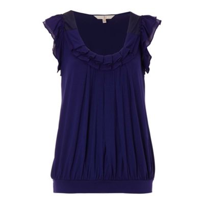 Purple pleat collar top