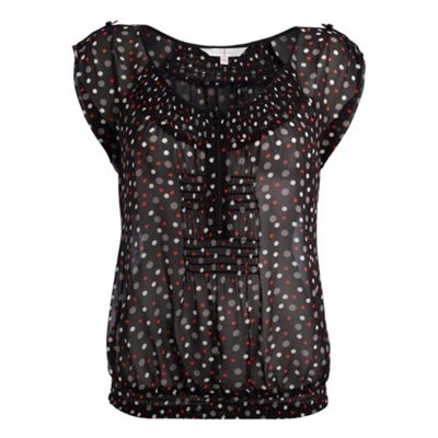 J by Jasper Conran Navy polka dot zip front blouse