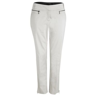 Grey sateen zip detail trousers
