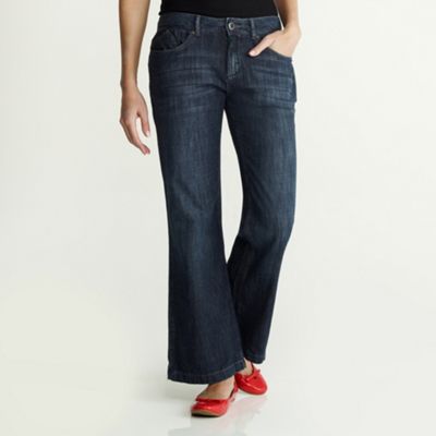 Petite dark blue wide leg jeans