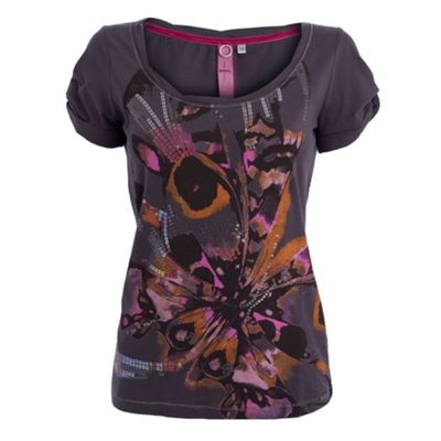 J by Jasper Conran Dark grey butterfly print t-shirt