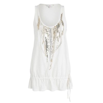 White slub texture jersey vest