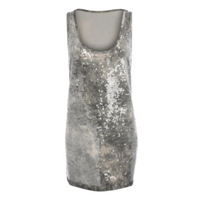 Pale grey all over sequin leopard vest